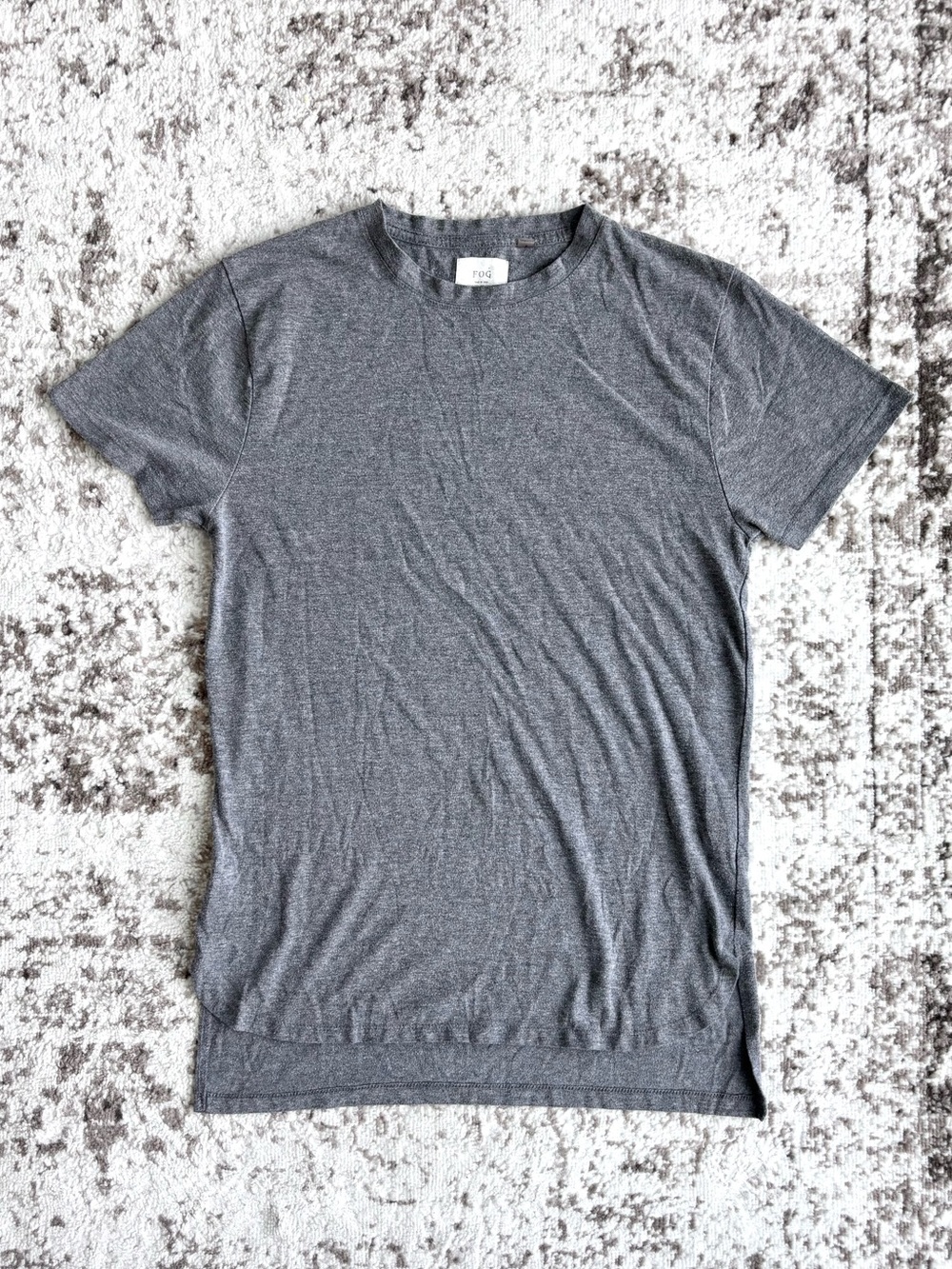Fear of God (FOG) Diffusion Line Grey Curved High-Low Hem T-shirt (Men’s)